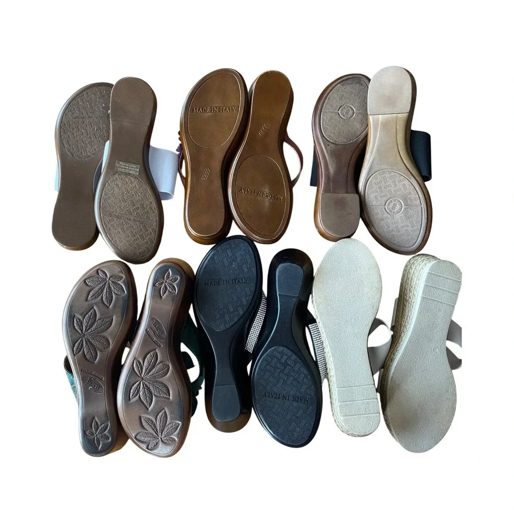 Shoe LOT Italian Shoemakers & Born Women Sandals Size 7/8 Floral Leather Summer